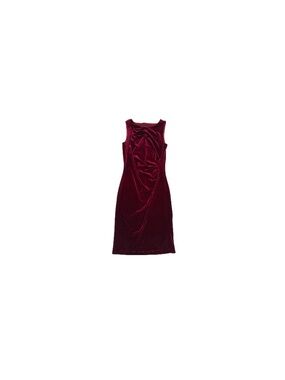 Jessica Vintage Dark Red Stretch Velour Midi Dress - Women's Size 4